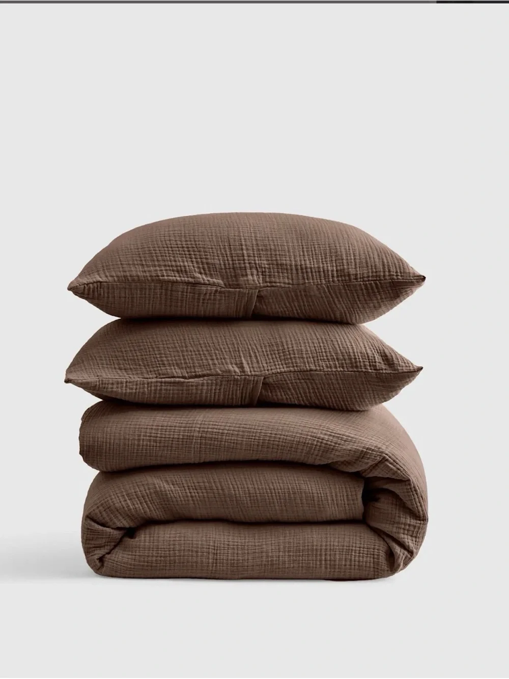 NWT Quince Airy Gauze King Duvet Cover Set in Chocolate (includes dust bag)